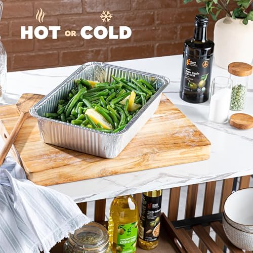 PLASTICPRO 10 Pack Aluminum Pans 12.5'' x 9" Disposable Pans with Covers Heavy Duty 8 lb Foil Pans for Baking and Cooking - Image 3