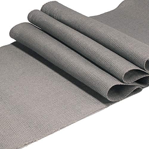 BambooMN Gray 15" x 88" Vintage Burlap Table Runner for Rustic Wedding Bridal Shower Bachelorette Graduation Party Table Decor Decorations, 10 Pieces - Image 2