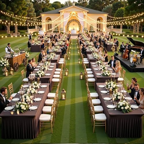 CO-AVE 4pack Brown Spandex Tablecloths 6ft for Rectangle Tables, Wrinkle Free Classy Table Skirt Stretchy 6 Foot Fitted Table Cloths Covers for Weddings Birthday Party Events Banquette Baby Shower - Image 7