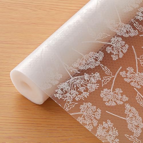 Cooyes Shelf Liners for Kitchen Cabinets, Refrigerator Liners Waterproof & Oil-Proof Kitchen Cupboard Liner Drawer Mats EVA Material Non Adhesive Fridge Liner for Shelves（11.8" W x 360" L） by Cooyes