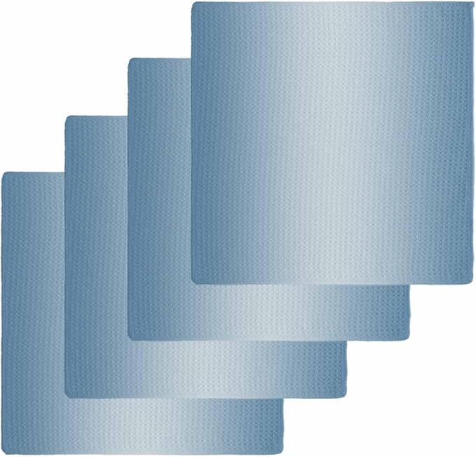 Ombre Haze Blue Dish Towels Set, Waffle Weave Kitchen Towels Microfiber Towels Cleaning, Contemporary Gradual Minimalist Solid Color Soft Absorbent Dish Drying Towels Hand Towels 4 Pack 12x12 Inch by Unknown