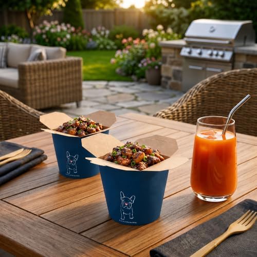 Restaurantware-Bio Tek 3.2 x 2.9 x 4 Inch Food Containers, 200 Noodle Takeaway Boxes - Disposable, Sturdy, Frenchie Paper 16 Ounce Take Out Boxes, Round, For Hot Or Cold Foods - Image 3