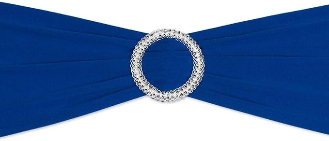 Linenlanding 10/50/100PCS Spandex Chair Sashes Bows Elastic Chair Bands with Buckle Slider Stretch Sashes Bows for Wedding Party Event Ceremony Reception Banquet Decorations (Royal Blue, 10) by LTC+LINENS