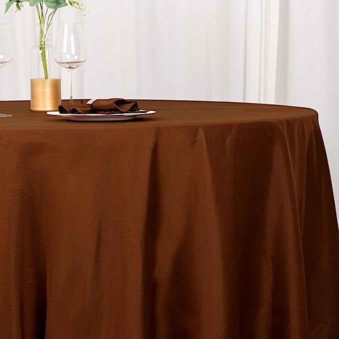 Balsa Circle 10 pcs 108 inch Cinnamon Brown Round Washable Polyester Easy-Care Tablecloth for Indoor and Outdoor Bridal Shower Wedding Table Buffet Table Parties Events Kitchen Dining - Image 3