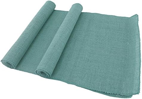 BambooMN Steel Blue 15" x 88" Vintage Burlap Table Runner for Rustic Wedding Bridal Shower Bachelorette Graduation Party Table Decor Decorations, 10 Pieces by BambooMN