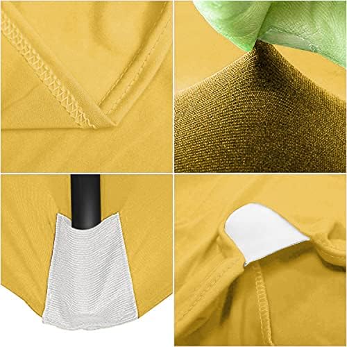MDS® Pack of 10 Spandex Tablecloth 4FT Tight Fitted Stretch Table Cover – Washable Wrinkle-Free Reusable Elastic Patio Tablecloth for Wedding, Party, Banquet, Trade Show, Event Décor - Gold - Image 4