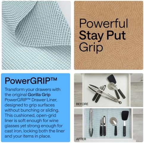 GORILLA GRIP powerGRIP Drawer Shelf and Cabinet Liner, 12" x10', Spa Blue - Image 3
