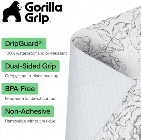 GORILLA GRIP Shelf Liner, Kitchen Drawer Protector, 12x120 Floral Gray - Image 2