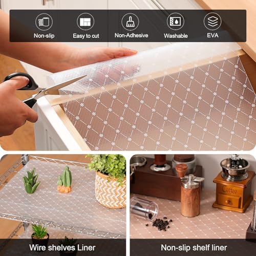 Cooyes Shelf Liner – Premium Non-Adhesive Cabinet & Drawer Liner for Kitchen – Waterproof Shelf Paper with Modern Pattern – Durable EVA Cabinet Mat – Easy to Cut （17.5" W x 240" L） - Image 3