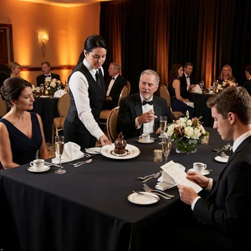 8 Pack Black Tablecloths Rectangle 60 x 84 Inch for 4 Foot Tables - Image 4