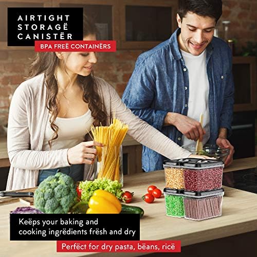DWËLLZA KITCHEN 6 Airtight Food Storage Containers - Pantry Snacks Kitchen Container, and 4 Piece Baking Supplies, 4LB Sugar & Flour Canisters for Pantry Organization and Storage - Image 3