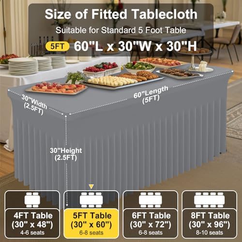 Smiry Spandex Elastic Fitted Table Cloth Skirt for 5FT Rectangle Table - Image 4