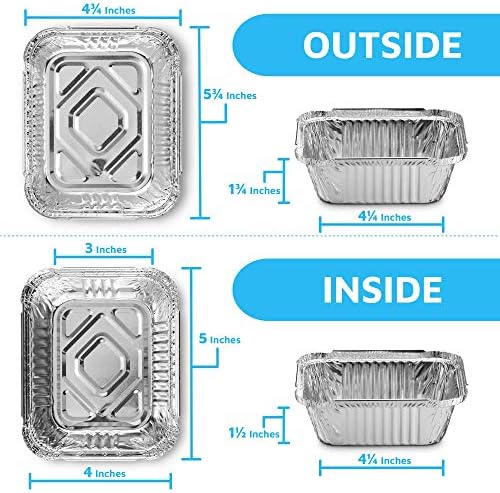 MontoPack Disposable Takeout Pans with Clear Lids | 1lb Capacity Aluminum Foil Food Drip Containers with Strong Seal for Freshness & Spill Resistance | Earth, Eco-Friendly & Recyclable 100Pack 5x4” - Image 2