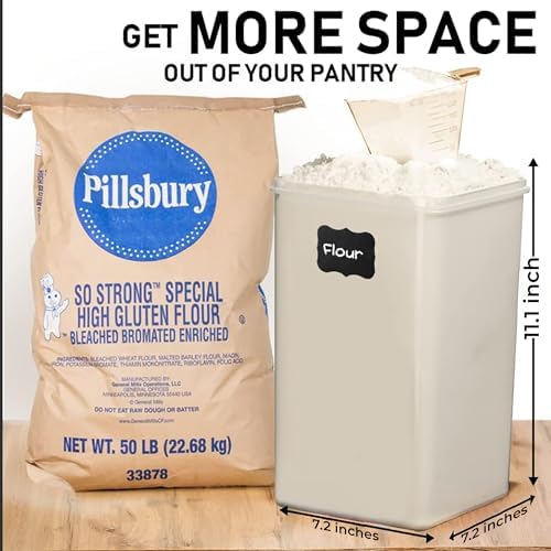 2 PC [8.5L / 287 Oz] Extra Large Airtight Food Storage Containers + 2 PC [6.5L / 220 Oz] Large Flour Sugar Storage Containers - BPA Free Plastic Containers for kitchen Essentials - Image 6