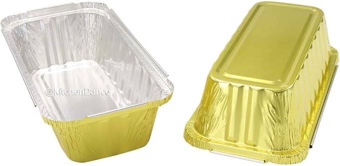KitchenDance Disposable Aluminum Closable Loaf Pans with Lids - 2 Pounds Aluminum Foil Pans for Cakes, Cobblers - Baking Pans Perfect for Baking, Storing, Preparing Food - 1850 (Gold, 1000) - Image 4