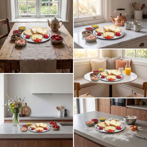 Patelai 50 Pcs 12 Inch Disposable Pizza Pans Aluminum Pizza Pan Round Aluminum Foil Serving Tray Silver Serving Platters for Baking Cooking Storage Cake, Chocolate Cookies, Pie, Vegetables - Image 5
