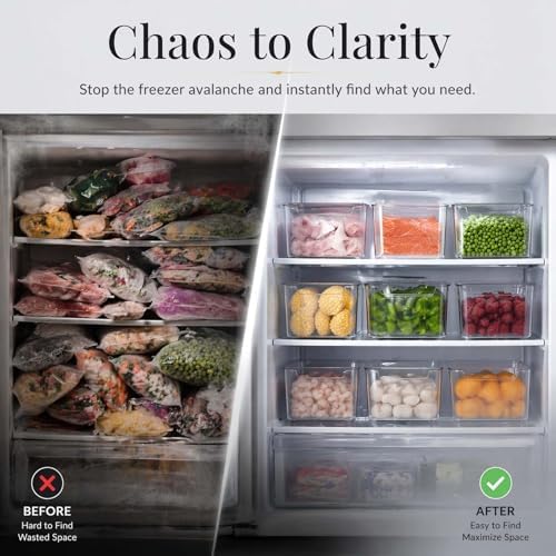 Crystal Clear Freezer Storage Bins, Crack-Resistant Plastic Fridge Storage Bins with Built-in Handles, BPA-Free Organization Containers for Refrigerator, Pantry Kitchen Cabinets (A-7 in,4) - Image 2