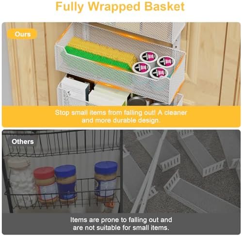 VyGrow Over the Door Organizer, 8-Tier Pantry Organizer with Fully Enclosed Mesh Baskets, Heavy-Duty Metal Hanging Spice Rack for Kitchen Bathroom Laundry Room, 2-in-1 Wall Mount or Door Mount, White - Image 2