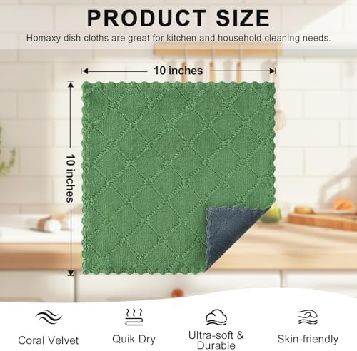 Homaxy 12 Pack Super Soft Dish Cloths, 10" x 10", Dark Grey & Grass Green - Image 5