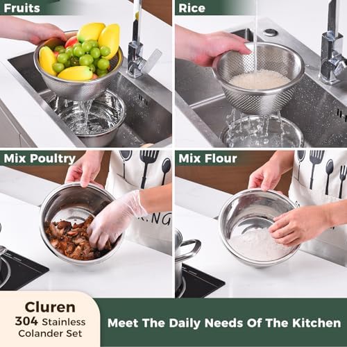 Colander and Bowl Set 3.1QT (2-in-1) - Thickened 304 Stainless Steel Kitchen Strainer Bowl for Fruit, Pasta, Vegetables, Rice - Heavy Duty, Induction Cooker & Dishwasher Safe - Image 7