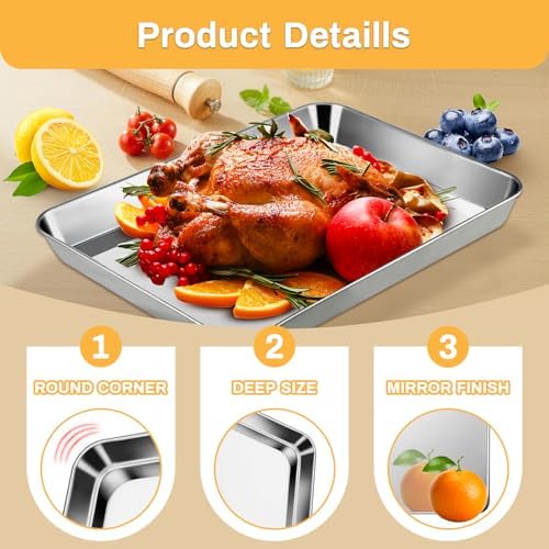6 Pcs Baking Sheet,16 In x 12 In Stainless Steel Sheet Pan Set - Image 2