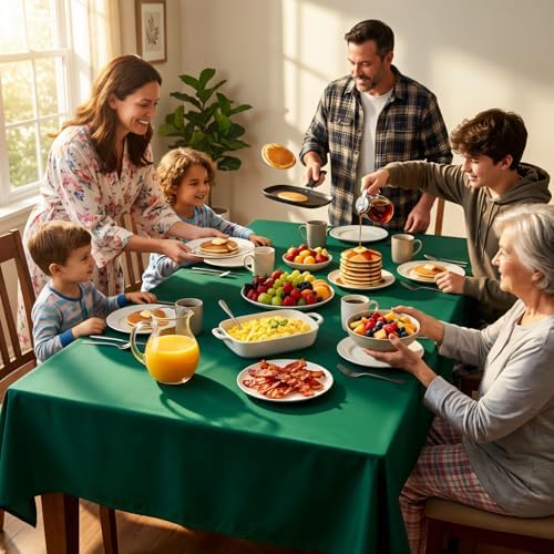 8 Pack Dark Green Rectangular Table Cloth 60 x 102 Inch for 6 Foot Table - Image 3