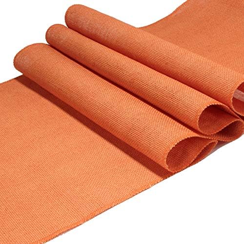 BambooMN Pumpkin 15" x 88" Vintage Burlap Table Runner for Rustic Wedding Bridal Shower Bachelorette Graduation Party Table Decor Decorations, 6 Pieces - Image 2