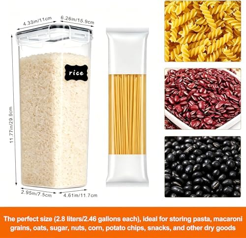 4pk 2.8L Airtight Containers, Clear Stackable Dry Food Storage | 4pk 2.8L airtight canisters with sealed lids block moisture. Sturdy plastic, stackable for kitchen pantry dry food - Image 2