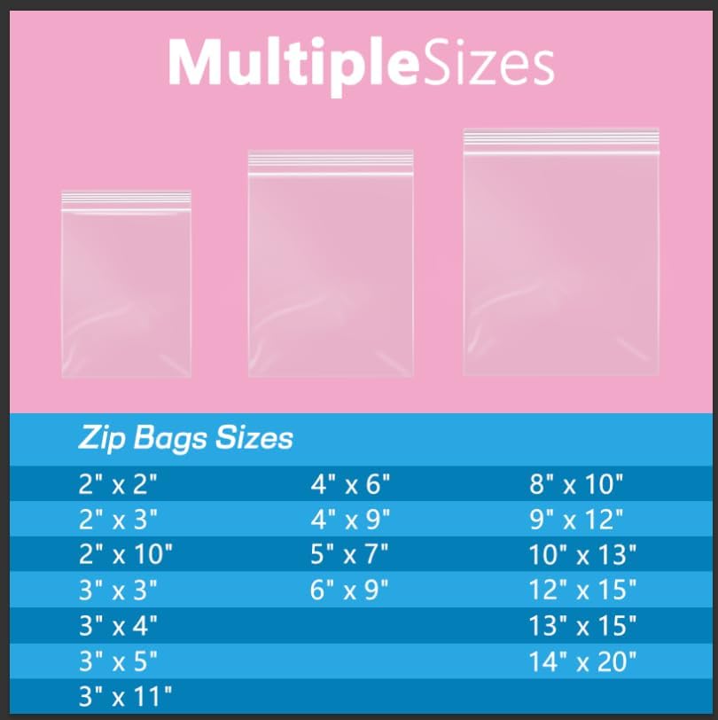 iMailer - 100 Pcs- 12" x 15" Large Plastic Zip Poly Bags- Clear Zip Storage Bag for Clothing, T-Shirts, Pants