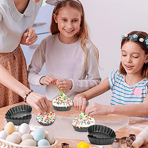 12 pcs Egg Tart Molds, 3 Inch Mini Tart Pans Removable Bottom, Cupcake Cake Muffin Mold Tin Pan Baking Tool, Reusable Quiche Bakeware Carbon Steel for Pies, Quiche, Cheese Cakes, Desserts,7.6CM - Image 7