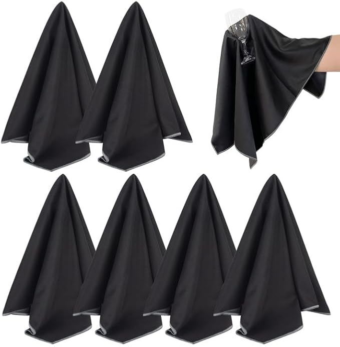 SINLAND Microfiber Glass Polishing Cloths Large Size Thick Lintless Drying Towels for Wine Glasses Stemware Dishes Stainless Appliances 20 Inch X 25 Inch Pack of 6 Black by SINLAND