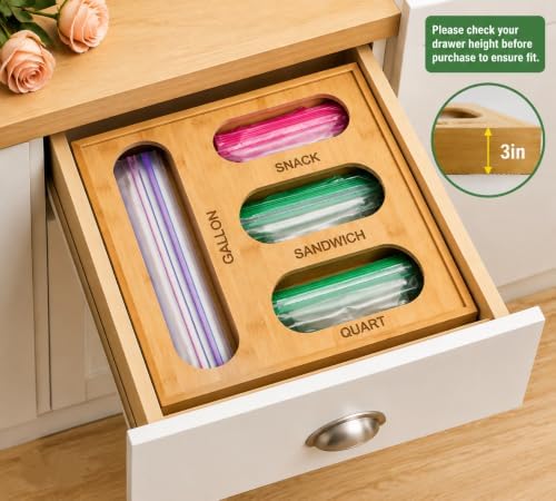 4 in 1 Bamboo Bag Storage Organizer for Sandwich, Snack, Quart,Gallon Bags - Image 6