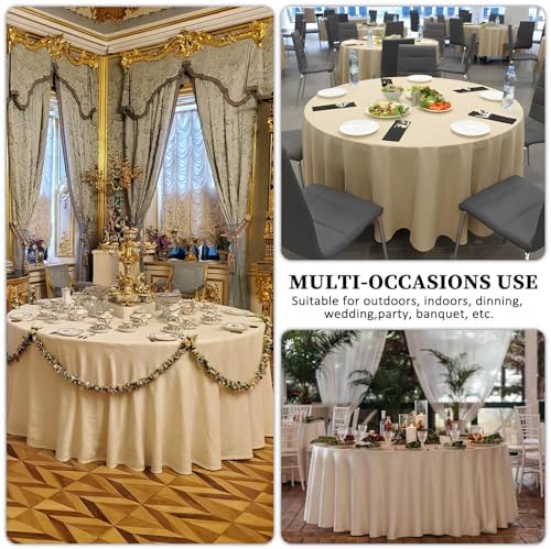 8 Packs 120 Inch Beige Round Tablecloth - Image 6