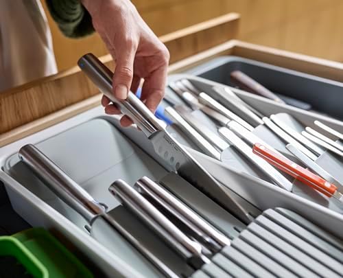 Joseph Joseph DrawerStore Expanding Tiered Flatware Cutlery Tray with Knife Organizer, Expandable In-Drawer Space-Saving Kitchen Storage, Recycled Plastic - Image 6