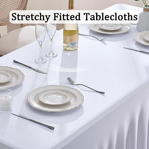 8 Pack Spandex Tablecloth for 6 Foot Rectangle Tables, Wrinkle Free Stretch Table Cloths 6ft Fitted Table Cover Desk Skirt for Parties Weddings Birthday Banquet Baby Shower - Image 2