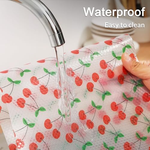 Cooyes Shelf Liner, Non-Adhesive Waterproof Shelf Paper with Fruit Pattern, Easy to Cut and Durable EVA Cabinet & Drawer Mat for Kitchen (23.6 Inch W x 236 Inch L, Red Cherry) - Image 5