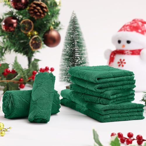 Homaxy 12 Pack Super Soft Absorbent Dish Towels, 10" x 20", Dark Green - Image 3