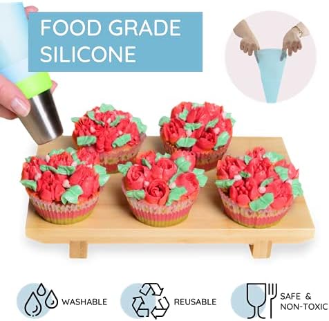 Wenburg Russian Piping Tips Set, 38-pc: 11 Large Flower Piping Tips, 2 Leaf Attachment, 3 Couplers, 20 Disposable Piping Bags, Silicone Piping Bag – Cupcake and Cake Decorating Baking Set (Classic) - Image 4