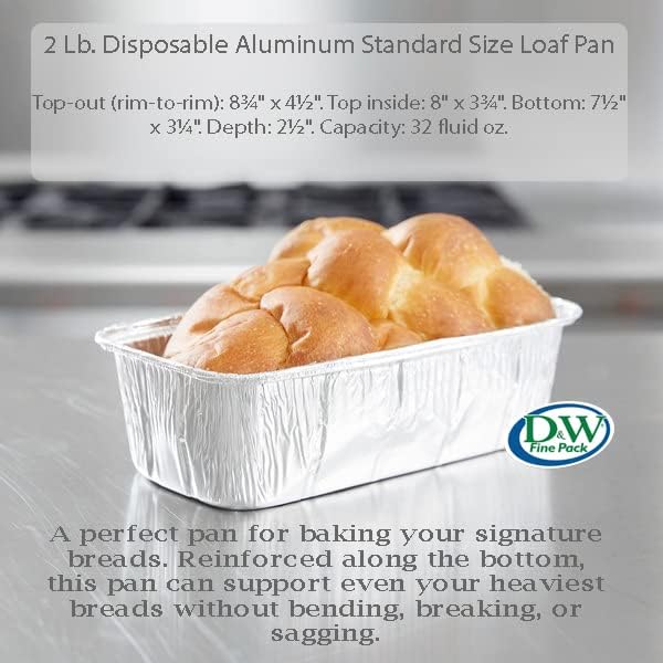 KitchenDance Disposable Aluminum Loaf Pans - Rectangular Aluminum Foil Pans for Meat Loaf's, Breads, Apple Cakes - Baking Pan Perfect for Baking, Cooking, and Preparing Food, 2 Pound Loaf, 50 Count - Image 2