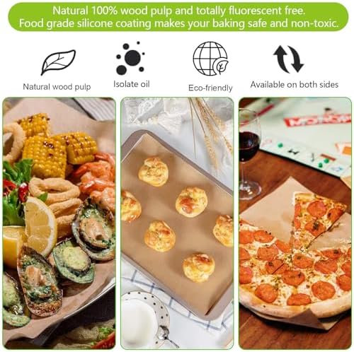 QYH 300 Pcs Parchment Paper Sheets for Baking, 8x12 Inches Unbleached Precut Parchment Paper for Baking Cookies, Frying, Air Fryer, Cooking, Grilling Rack, Oven (Pack of 3) - Image 6