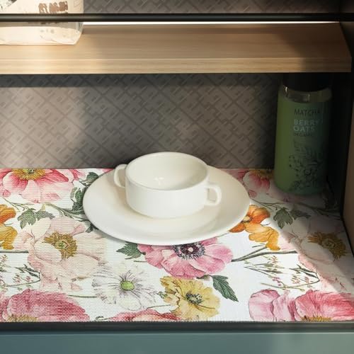Quttisay Floral Shelf Liner Pink Cabinet Liners for Shelves 15.7In x 10FT - Image 5