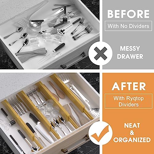 Bamboo Drawer Dividers, Adjustable Drawer Organizers, Fits 12.6–16" Drawers | 2.5" High, 4 Pack Expandable Drawer Separators for Kitchen, Nursery, Dressers & Office Storage, Natural - Image 3