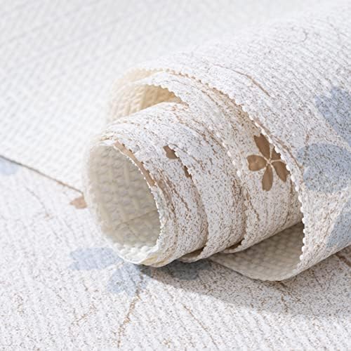 FIFTY FEET 18"x96" Non-Adhesive Shelf Liner for Kitchen Cabinets and Drawers, Washable Non-Slip PVC Cabinet Liner (White Floral)(2 Roll) by FIFTYFEET