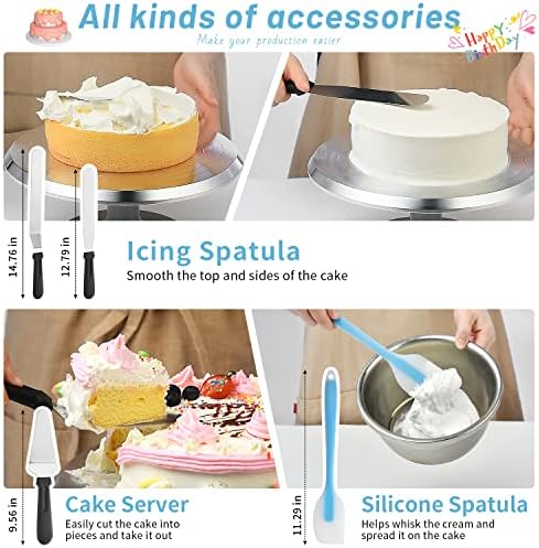 300 PCS Cake Decorating Kit, Cake Decoration Supplies, Baking Accessories Tools Set, Cake Turntable Stand Frosting Piping Bags Icing Tips Nozzles Spatulas Smoothers Cookie Cutters Cupcake Muffin Cups - Image 6