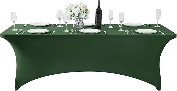 MDS® Pack of 20 Spandex Tablecloth 4FT Tight Fitted Stretch Table Cover – Washable Wrinkle-Free Reusable Elastic Patio Tablecloth for Wedding, Party, Banquet, Trade Show, Event Décor - Green - Image 2