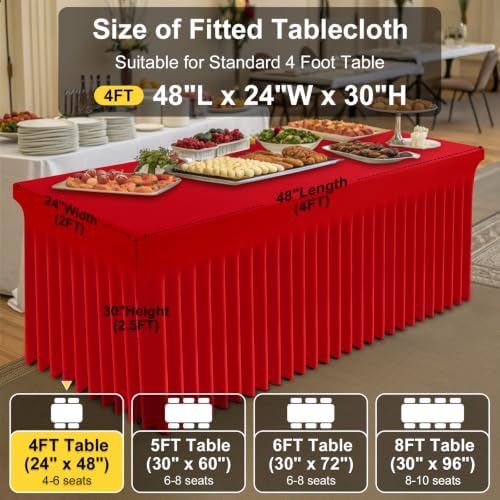 Smiry 2 Pack Spandex Elastic Fitted Table Cloth Skirt for 4FT Table - Image 3