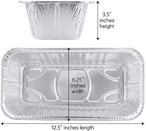 PLASTICPRO [5 Lb 25 Pack Disposable Loaf Pans Aluminum Tin Foil Meal Prep Bakeware - Cookware Perfect for Baking Cakes, Bread, Meatloaf, Lasagna 5 Pound 12.5'' X 6.25'' X 3.5'' - Image 2