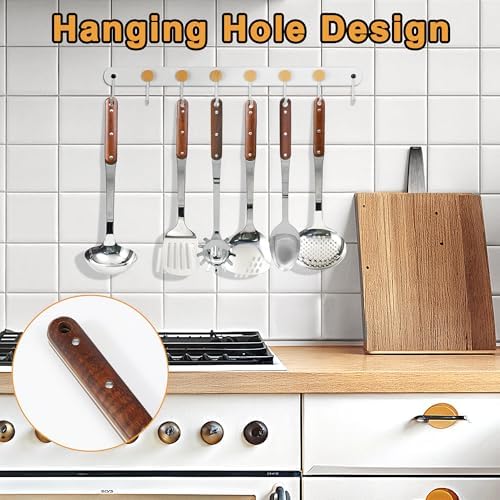 FJNATINH Stainless Steel Cooking Utensils Set, Mirror Polished 6 Pieces Kitchen Utensils Set, Kitchen Tools Set With Wooden Handle Non-Stick Heat Resistant,Dishwasher Safe, Easy to Clean - Image 3