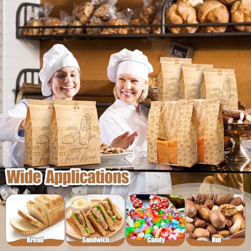 Feifeiya 600 Pack Kraft Paper Bread Bags for Homemade Sourdough Bread Bag with Clear Window 13.7 x 8.2 x 3.5 Large Bakery Packaging for Treat Storage Gift Giving with Seal Sticker - Image 6