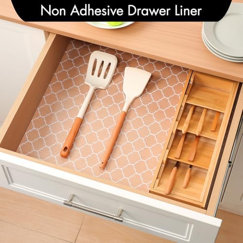 Cooyes Shelf Liner for Kitchen Cabinets – Non-Adhesive Waterproof Drawer Liner – Durable EVA Material Easy-to-Cut Shelf Paper for Refrigerator, Cupboard, Dresser with Modern Pattern - Image 2